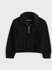 Abercrombie & Fitch Sherpa Black Fleece Quauter Zip Fleece Jumper - Image 1 of 1