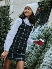 Abercrombie & Fitch Tartan Mini Pinafore Black Dress - Image 1 of 3