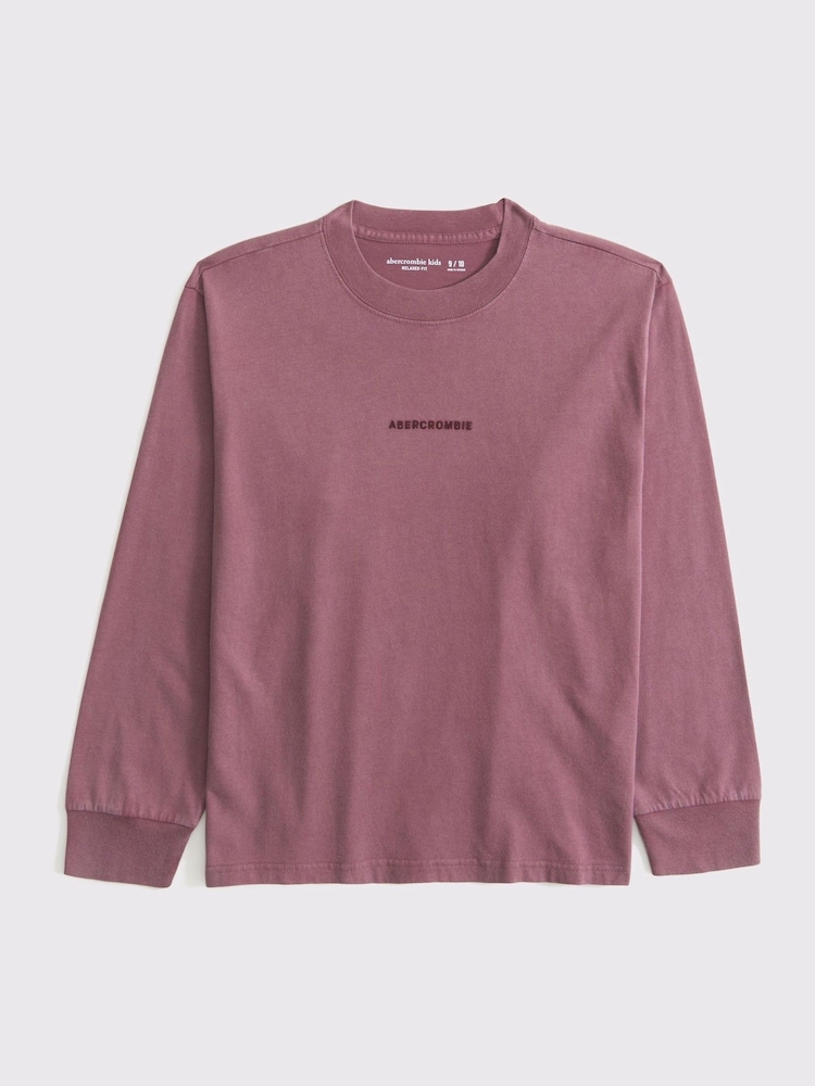 Vijolična - Abercrombie & Fitch Vezen logotip dolg rokav; z dolgimi rokavi 100% Bombažna majica - Slika 1 iz 1 Vijolična - Abercrombie & Fitch Vezen logotip dolg rokav; z dolgimi rokavi 100% Bombažna majica - Slika 1 iz 1