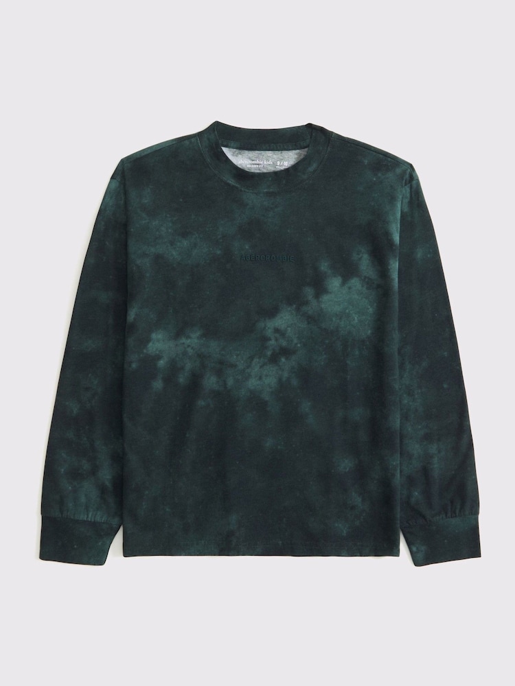 Abercrombie & Fitch Green Embroidered Logo 100% Cotton Long Sleeve Top - Image 1 of 2