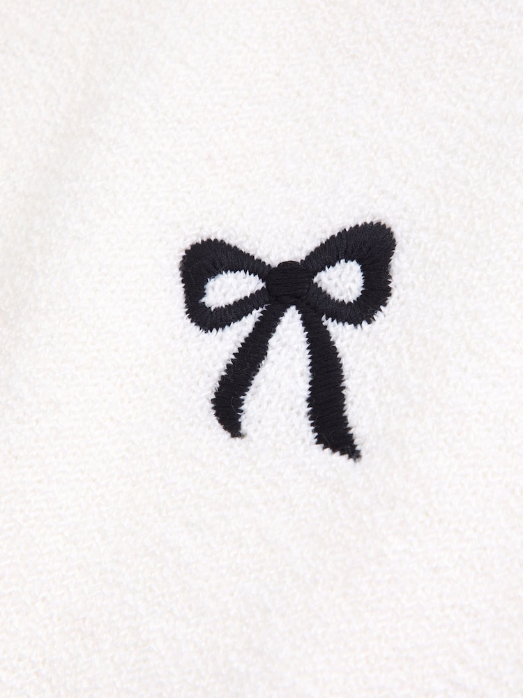 Abercrombie & Fitch Cream Bow Applique Knitted Crew Neck Jumper - Image 2 of 2