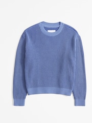Abercrombie & Fitch Blue Pleated Crew Neck Jumper - Image 1 of 1