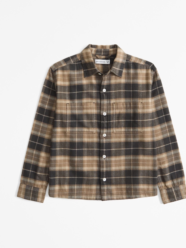 Abercrombie & Fitch Relaxed Fit 100% Cotton Flannel Check Shirt - Image 1 of 1 Abercrombie & Fitch Relaxed Fit 100% Cotton Flannel Check Shirt - Image 1 of 1