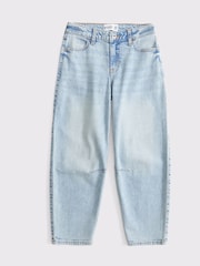 Abercrombie & Fitch Blue Light Wash Barrel Shape Denim Jeans - Image 1 of 3