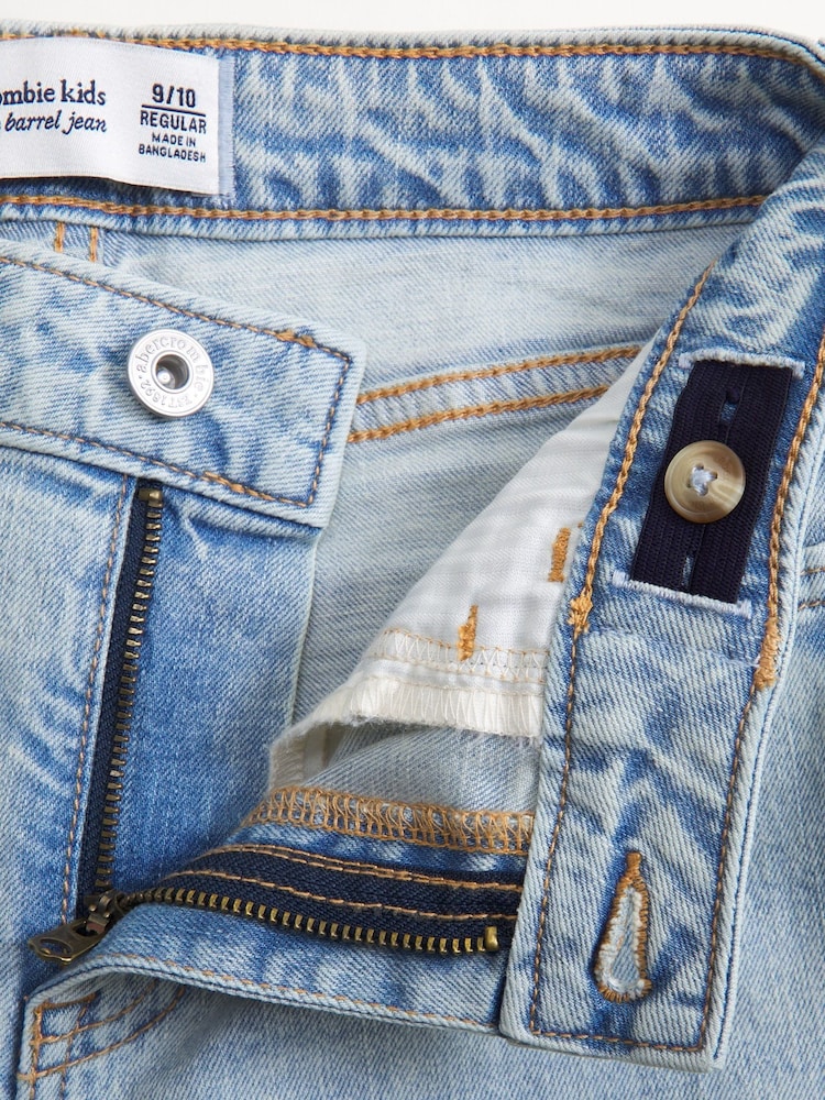 Abercrombie & Fitch Blue Light Wash Barrel Shape Denim Jeans - Image 2 of 3
