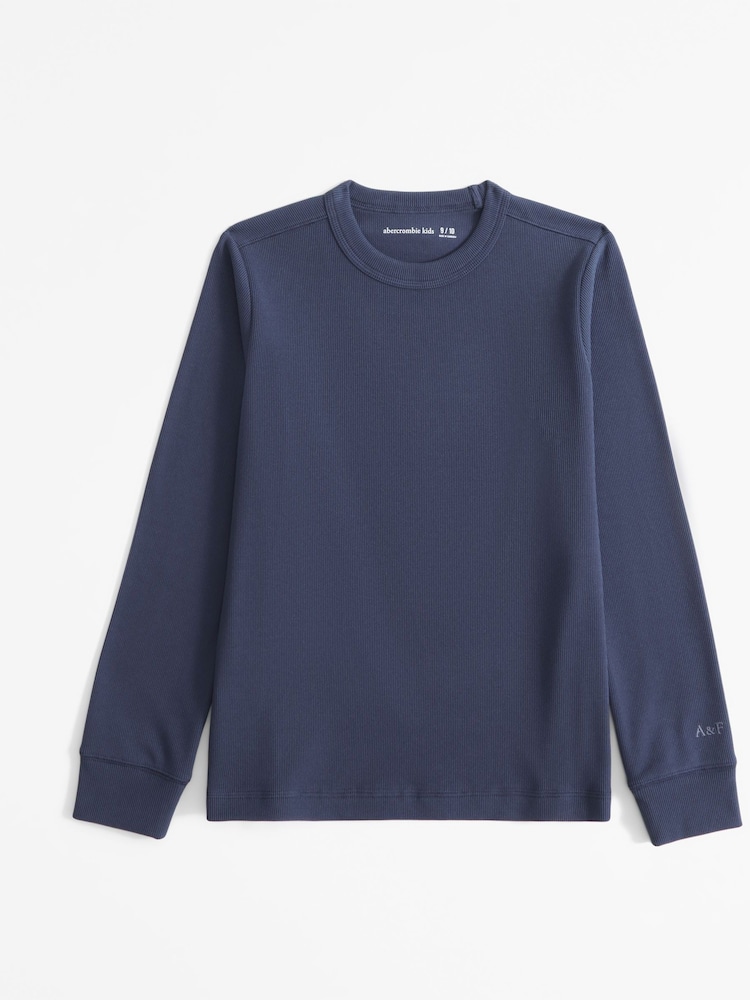 Abercrombie & Fitch Blue Ribbed Long Sleeve Top - Image 1 of 1
