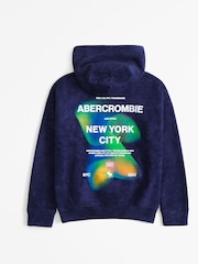 Abercrombie & Fitch Blue Washed Logo Back Print Hoodie - Imagen 1 de 1
