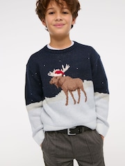 Abercrombie & Fitch Blue Knitted Christmas Jumper - Image 5 of 6