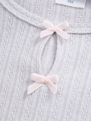 Abercrombie & Fitch Cream Mânecă lungă Pointelle Fundă Detail Top - Imaginea 2 din 2