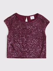 Abercrombie & Fitch Mouwloze cropped top met rode lovertjes voor speciale gelegenheden - Image 1 of 2