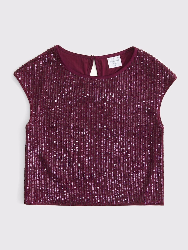 Abercrombie & Fitch Mouwloze cropped top met rode lovertjes voor speciale gelegenheden - Image 1 of 2