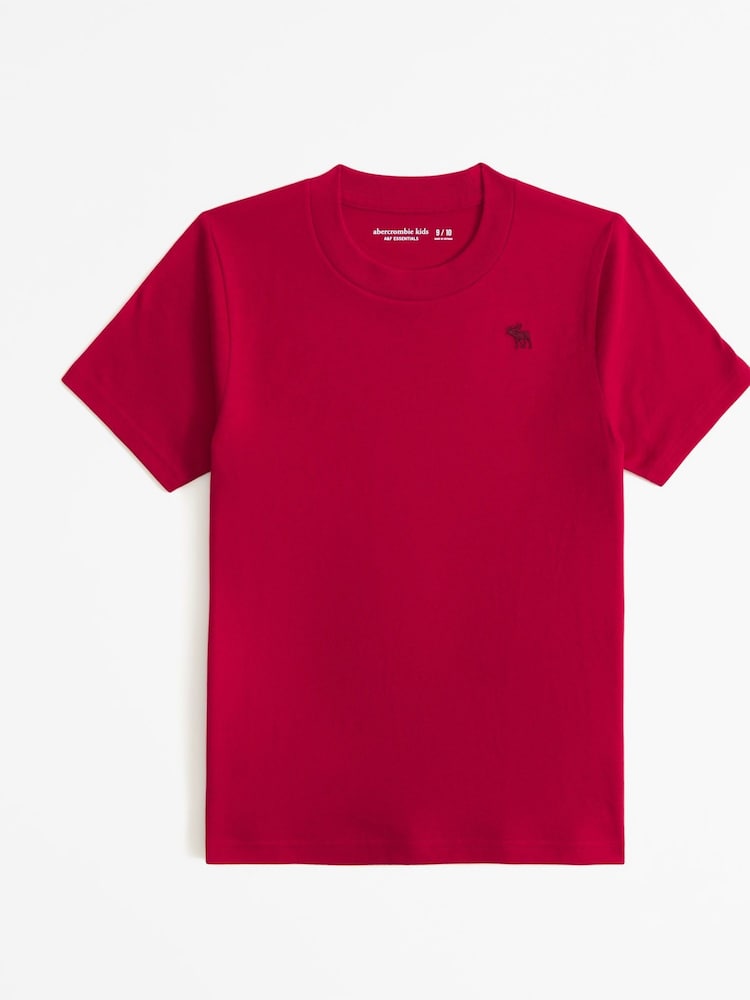 Abercrombie & Fitch Red Short Sleeve Icon Logo Crew Neck 100% Cotton T-Shirt - Image 1 of 1