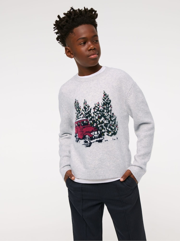 Abercrombie & Fitch Natural Knitted Christmas Jumper - Image 1 of 6