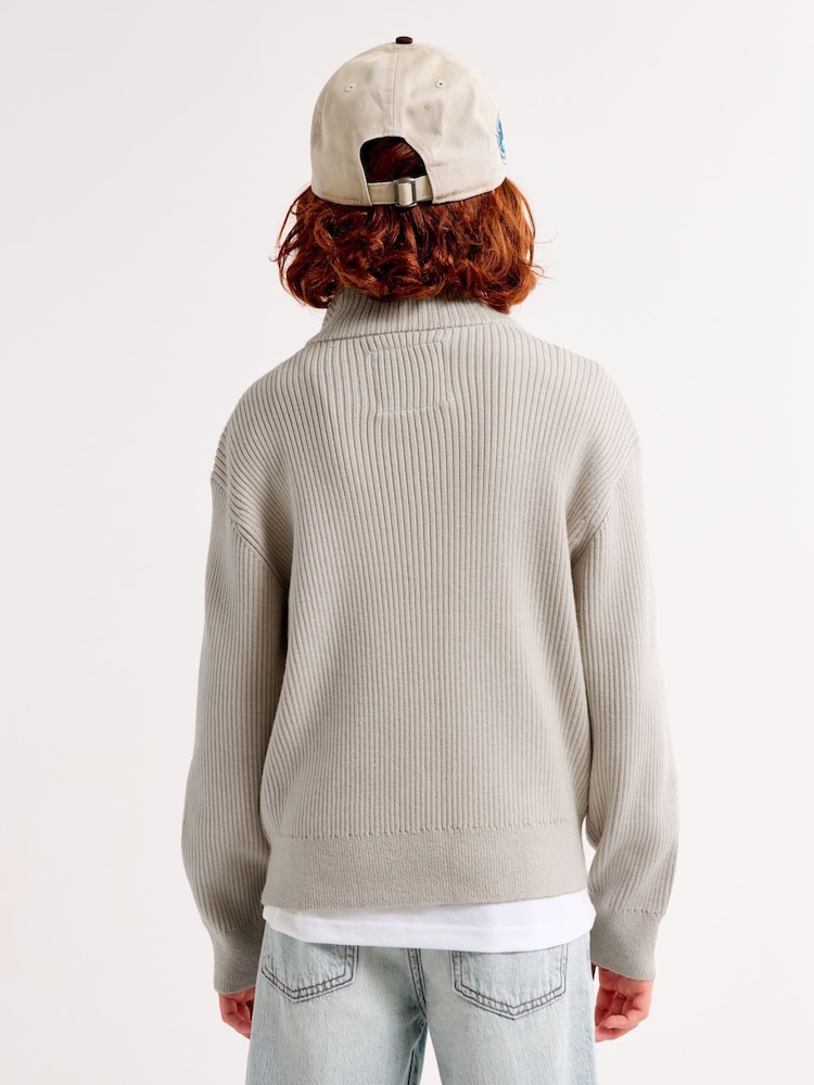 Abercrombie & Fitch Natural Ribbed Zip-Up Jacket - Image 2 of 6