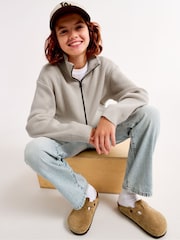 Abercrombie & Fitch Natural Ribbed Zip-Up Jacket - Image 4 of 6