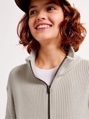 Abercrombie & Fitch Natural Ribbed Zip-Up Jacket - Image 5 of 6