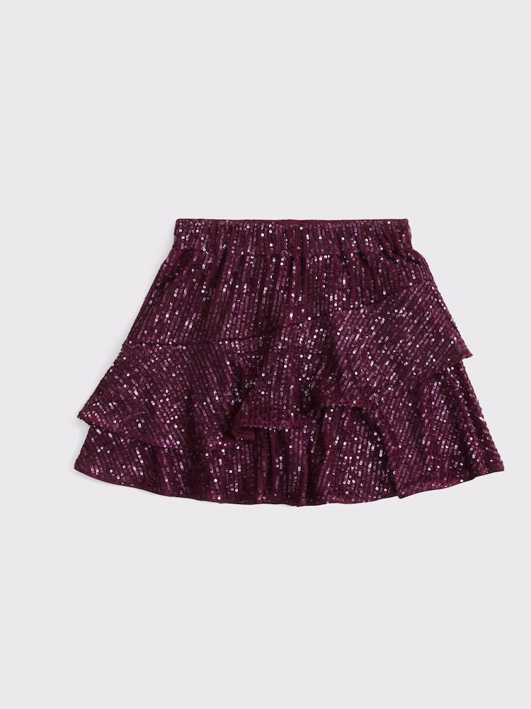 Abercrombie & Fitch Red Sequin Occasion Party Skirt - Image 1 of 2
