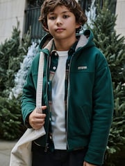 Abercrombie & Fitch Green Fleece Lined Zip-Up Hooded Jacket - Image 1 of 3