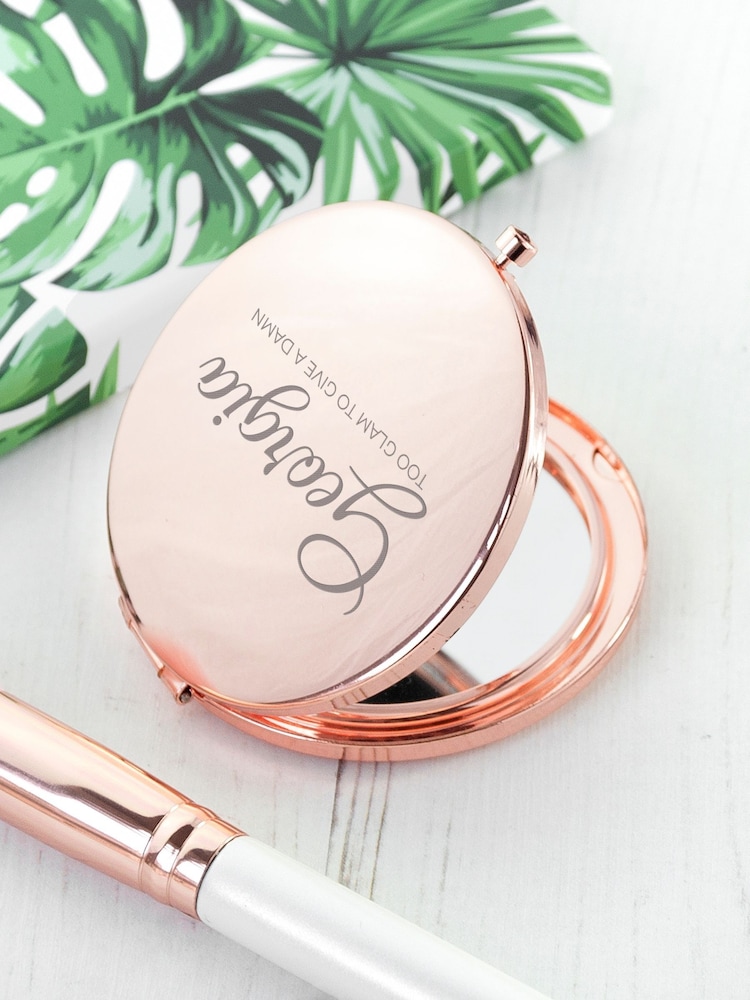 Personalised Round Compact Mirror by Treat Republic - Image 1 of 5