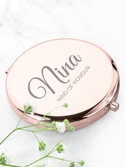 Personalised Round Compact Mirror by Treat Republic - Image 2 of 5