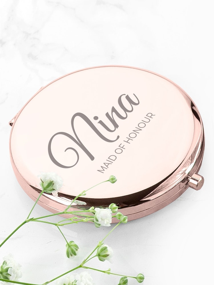 Personalised Round Compact Mirror by Treat Republic - Image 2 of 5