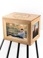 Personalised Couples Wreath Midi Oak Keepsake Box by Treat Republic - Image 3 of 5