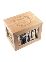 Personalised Couples Wreath Midi Oak Keepsake Box by Treat Republic - Image 5 of 5