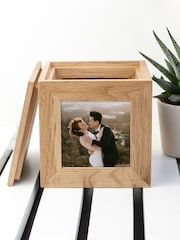 Personalised Oak Photo Cube Keepsake Box by Treat Republic - Image 3 of 5