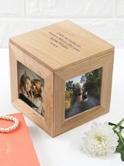 Personalised Oak Photo Cube Keepsake Box by Treat Republic - Image 4 of 5