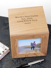 Personalised Oak Photo Cube Keepsake Box by Treat Republic - Image 5 of 5