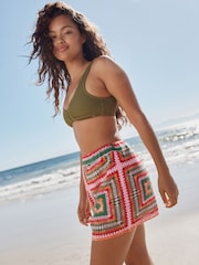 Bright Multi Square Crochet Shorts with Cotton - Image 2 of 8