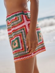 Bright Multi Square Crochet Shorts with Cotton - Image 4 of 8