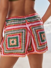 Bright Multi Square Crochet Shorts with Cotton - Image 5 of 8