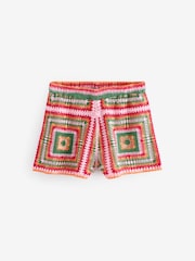 Bright Multi Square Crochet Shorts with Cotton - Image 6 of 8
