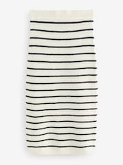 Rayé bleu marine Blanc - Midi Striped Co-Ord Knitted Skirt with Cotton - Image 5 de 7