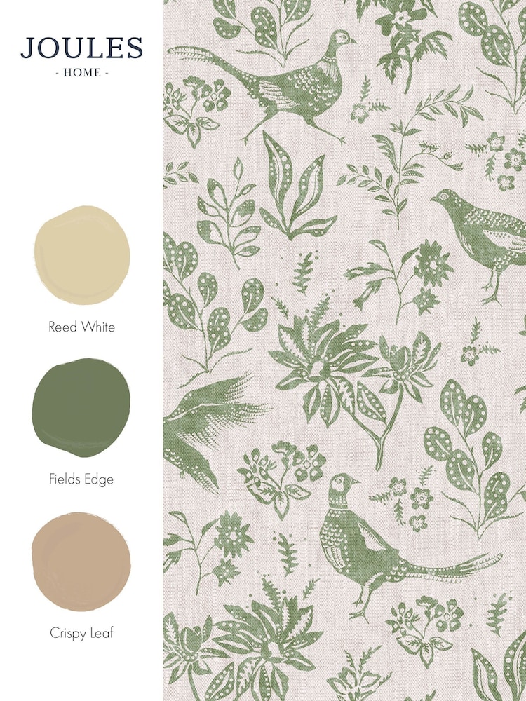 Joules Linen or Green Pheasant Print Linen/Green A4 Wallpaper Sample - Image 4 of 4