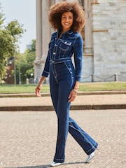 Mono vaquero acampanado estilo western para tallas Petite de Sosandar - Imagen 1 de 5