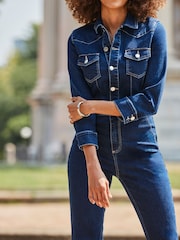 Mono vaquero acampanado estilo western para tallas Petite de Sosandar - Imagen 4 de 5