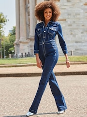 Mono vaquero acampanado estilo western para tallas Petite de Sosandar - Imagen 5 de 5