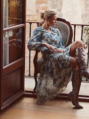Sosandar Green Paisley Floral Print Tiered Hem Midi Dress - Image 1 of 5