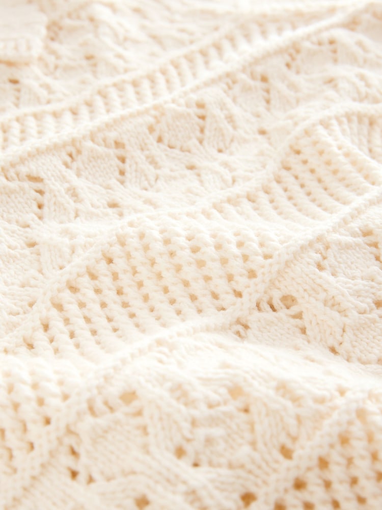 White Ecru Pearl-Effect Button Up Stitch Polo Top - Image 6 of 7