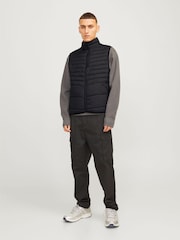 JACK & JONES Black Packable Padded Collarless Gilet - Image 3 of 7