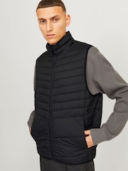 JACK & JONES Black Packable Padded Collarless Gilet - Image 4 of 7