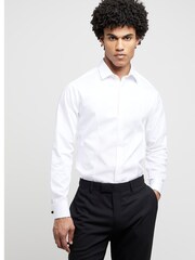 River Island White Slim Fit Formal Long Sleeve 100% Cotton Shirt - Image 1 of 4