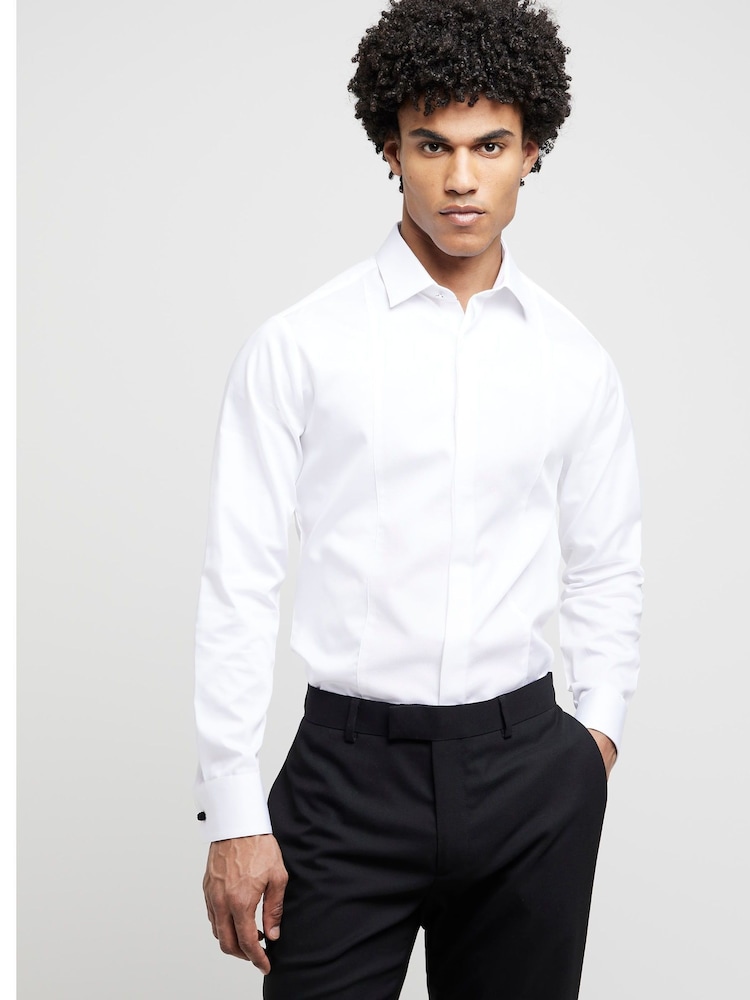 River Island White Slim Fit Formal Long Sleeve 100% Cotton Shirt - Image 1 of 4 River Island White Slim Fit Formal Long Sleeve 100% Cotton Shirt - Image 1 of 4