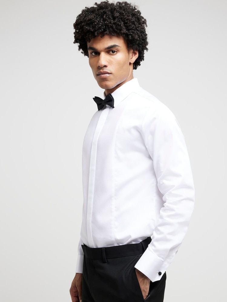 River Island White Slim Fit Formal Long Sleeve 100% Cotton Shirt - Image 2 of 4 River Island White Slim Fit Formal Long Sleeve 100% Cotton Shirt - Image 2 of 4