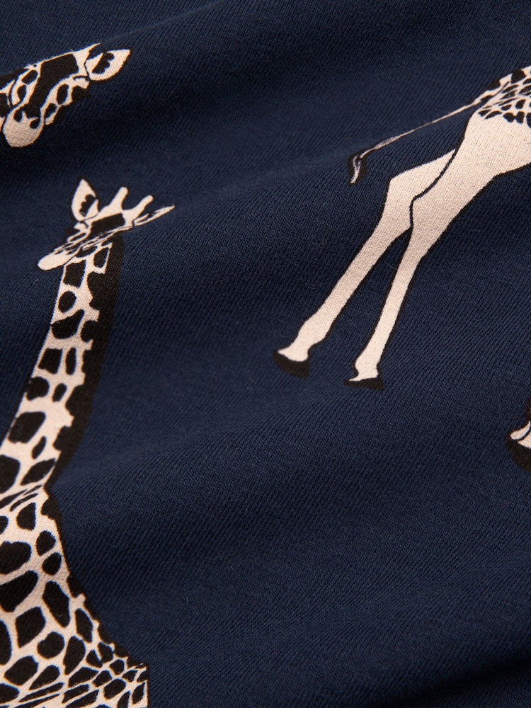Chelsea Peers Blue Kids Cotton Giraffe Print Long Pyjama Set - Image 3 of 3