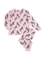 Chelsea Peers Pink Kids Organic Cotton Jumping Zebra Print Long Pyjama Set - Image 3 of 4
