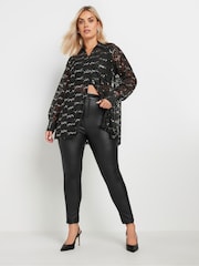Yours Curve Black Sequin Lace Shirt - Image 5 of 6