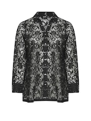 Yours Curve Black Sequin Lace Shirt - Image 6 of 6